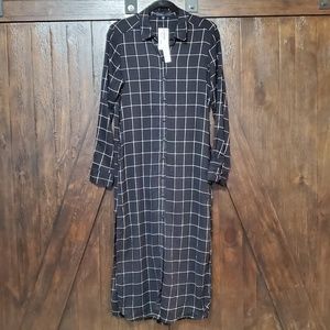 SANCTUARY Black Window Pane 3/4 Sleeve shirt Dress